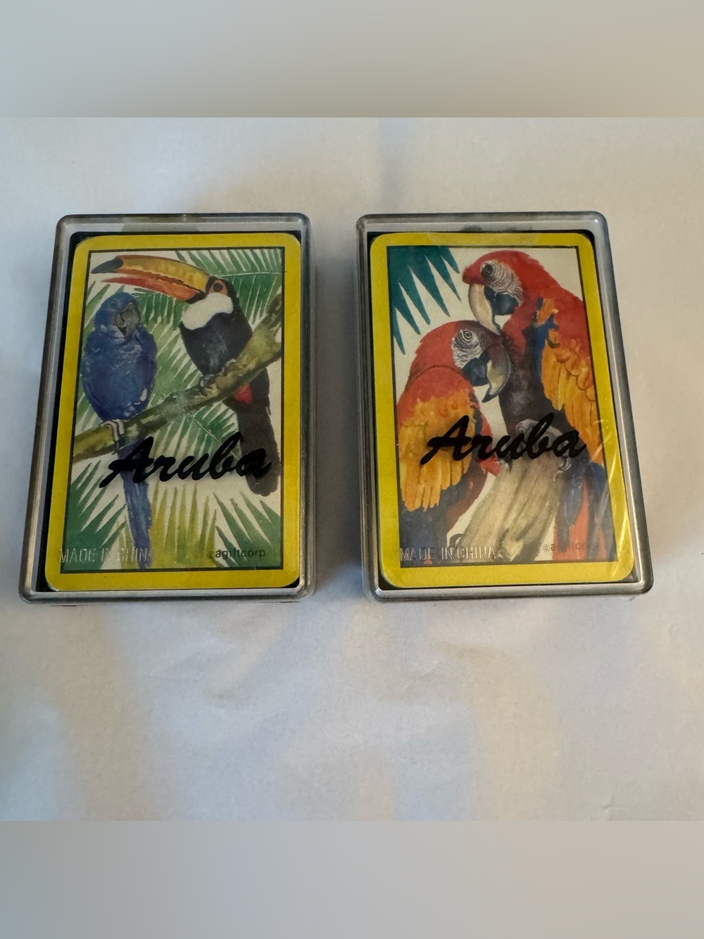 New! ARUBA Vintage Playing Card Set (2) with Parrots